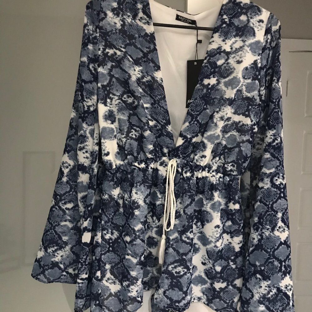 Nasty Gal blue long sleeve romper